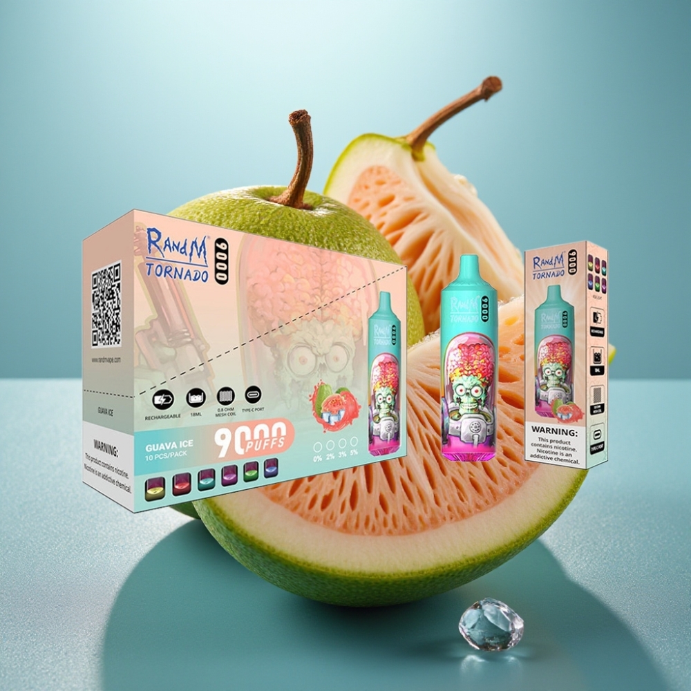 RandM Fumot Tornado 9000 Puffs Vape Descartável Guava Ice 18mL RGB
