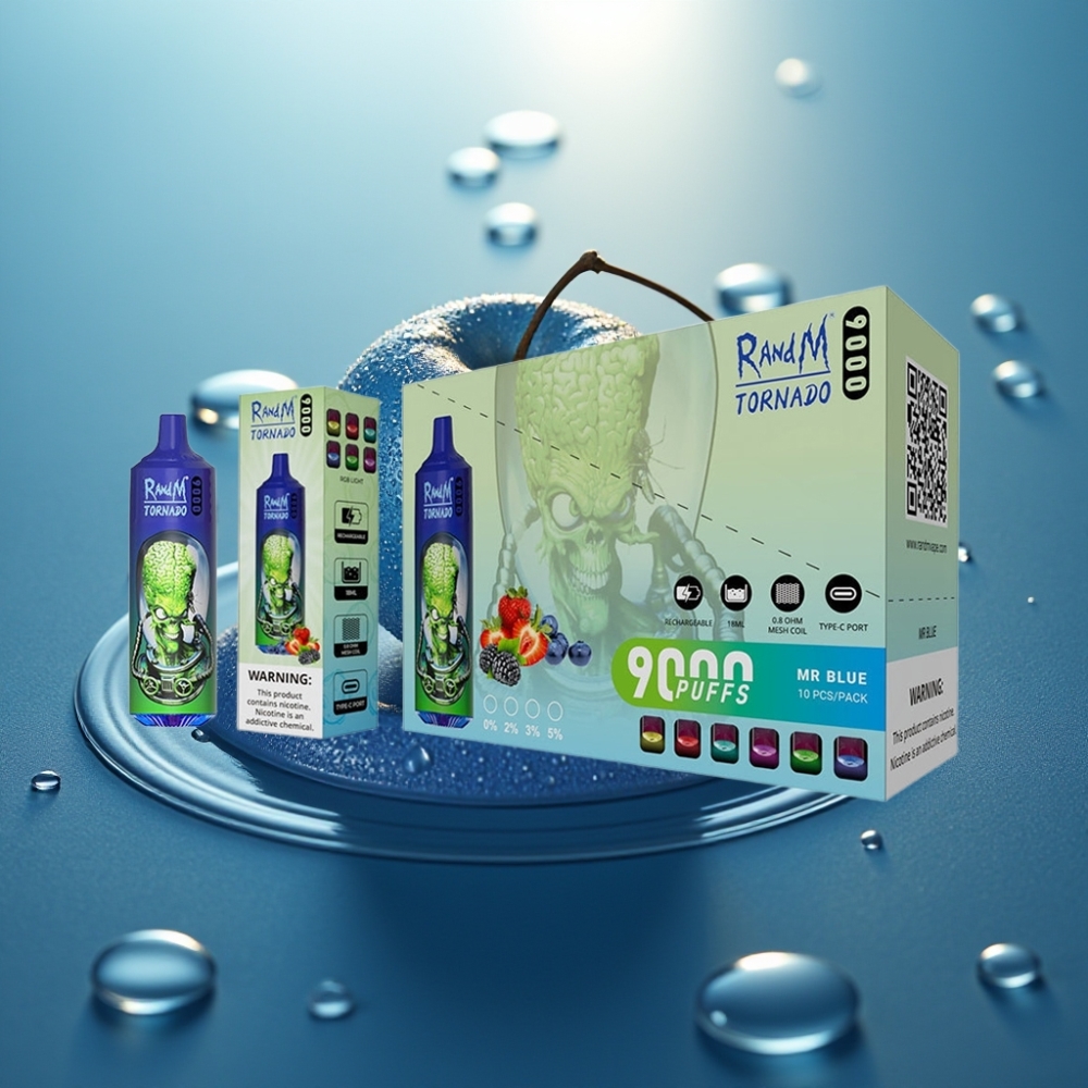 RandM Fumot Tornado 9000 Puffs Vape Disposable Sr Azul 18mL Mesh