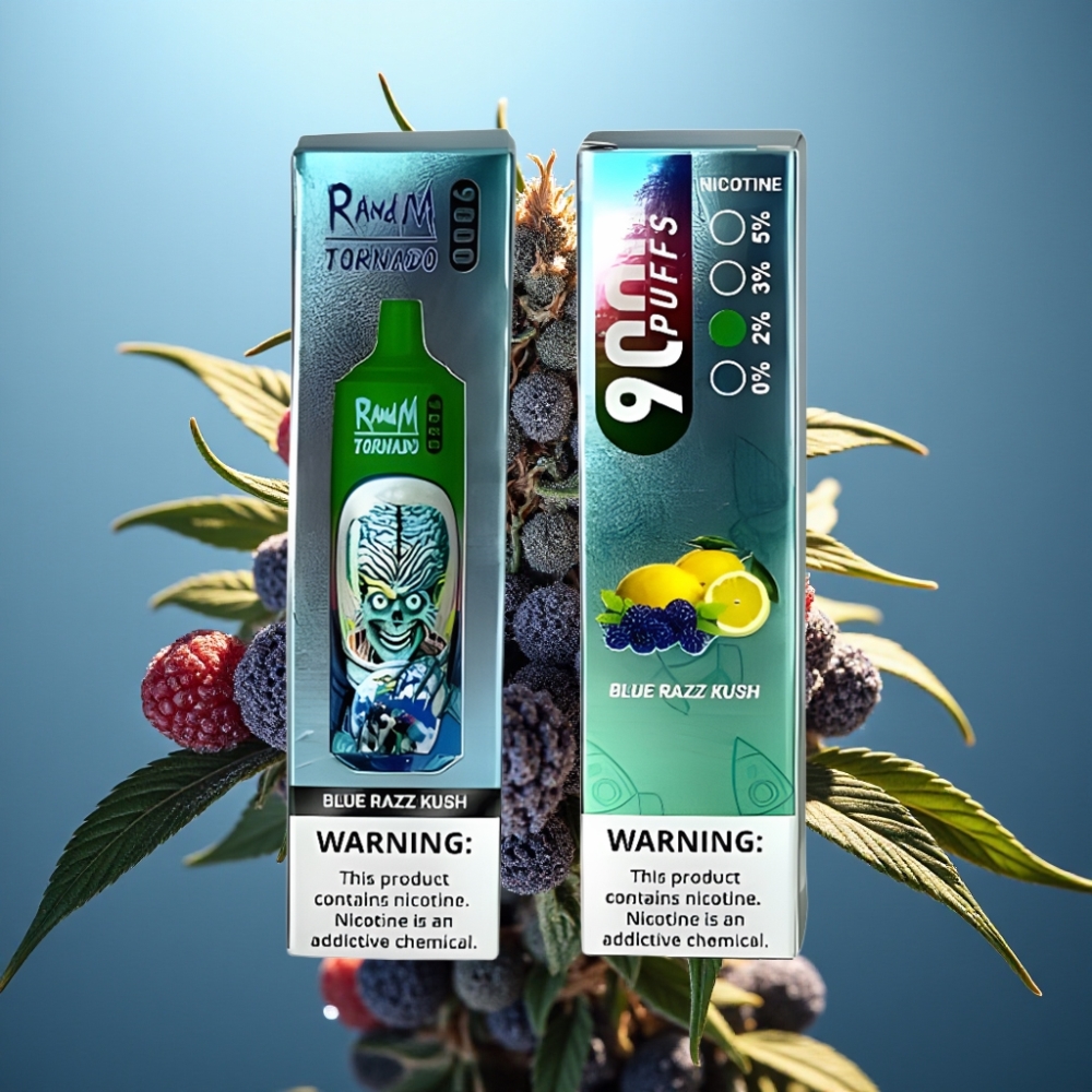 RandM Tornado 9000 Puffs Disposable Vape Blue Razz Kush 18mL RGB