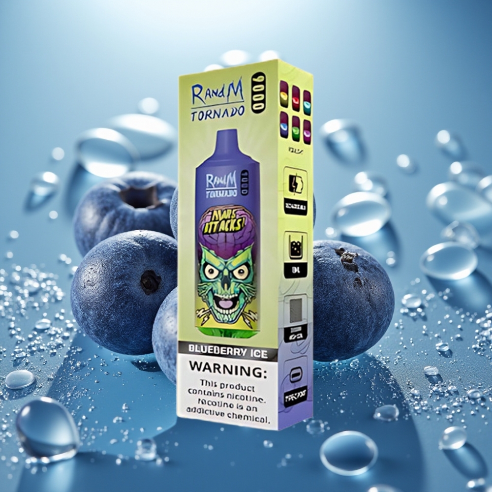 RandM Tornado 9000 Puffs Disposable Vape Mirtilo Gelado 18mL RGB Mesh