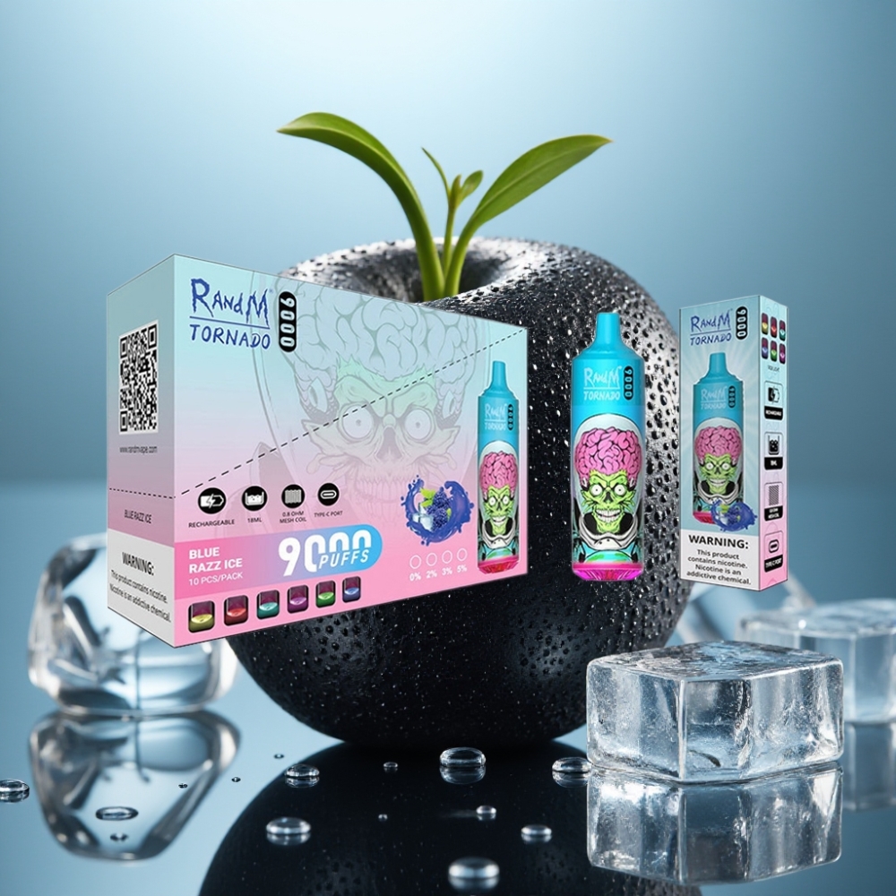 RandM Tornado 9000 Puffs Dragão Negro Gelo 18mL RGB Mesh