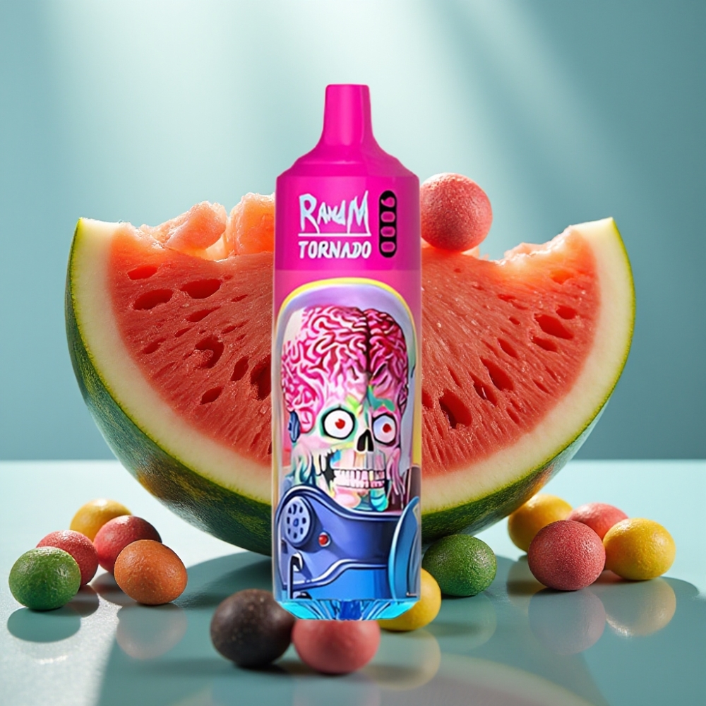 RandM Tornado 9000 Puffs Recarregável 18mL Sabor Melancia Skittles