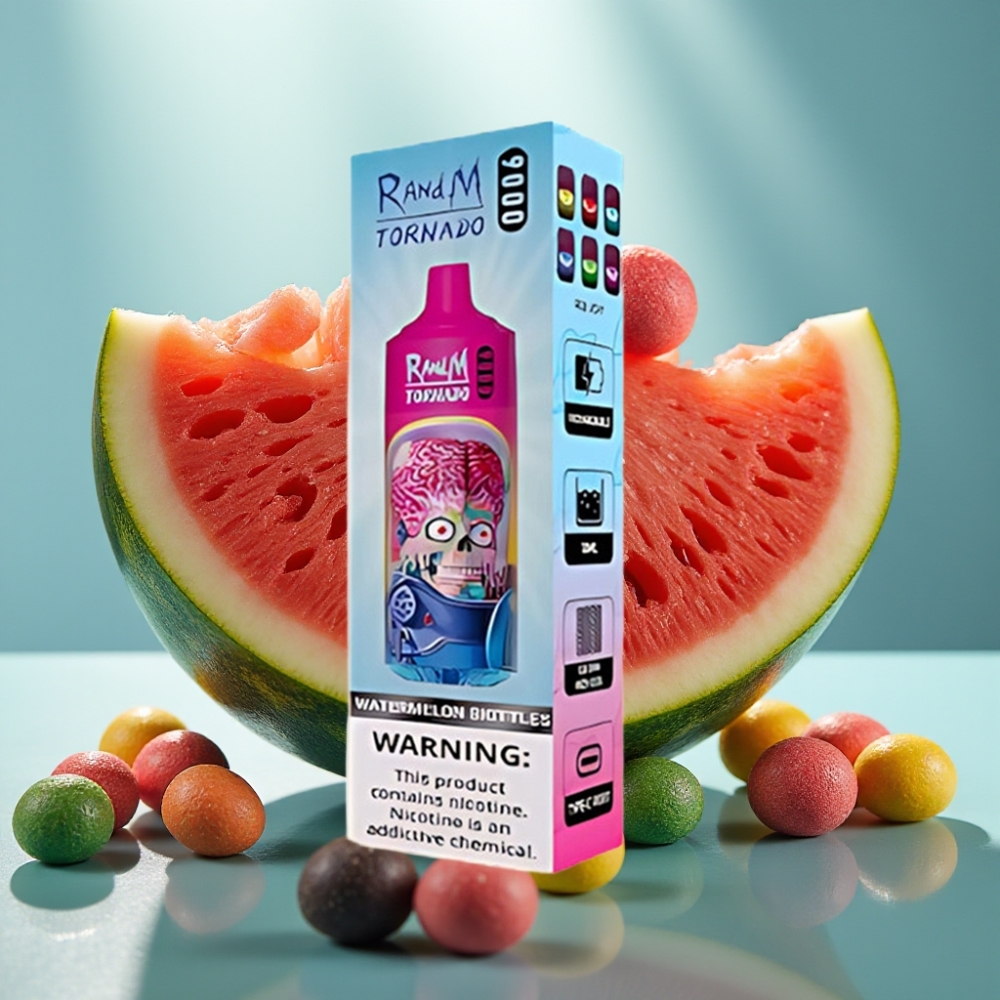 RandM Tornado 9000 Puffs Recarregável 18mL Sabor Melancia Skittles