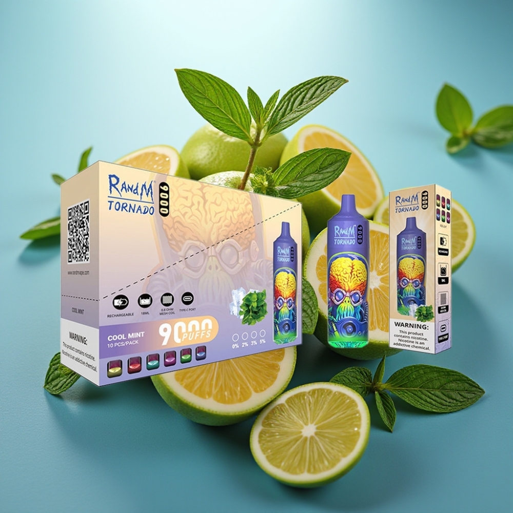 RandM Tornado 9000 Puffs Recarregável 18mL Sabor Menta Fresca