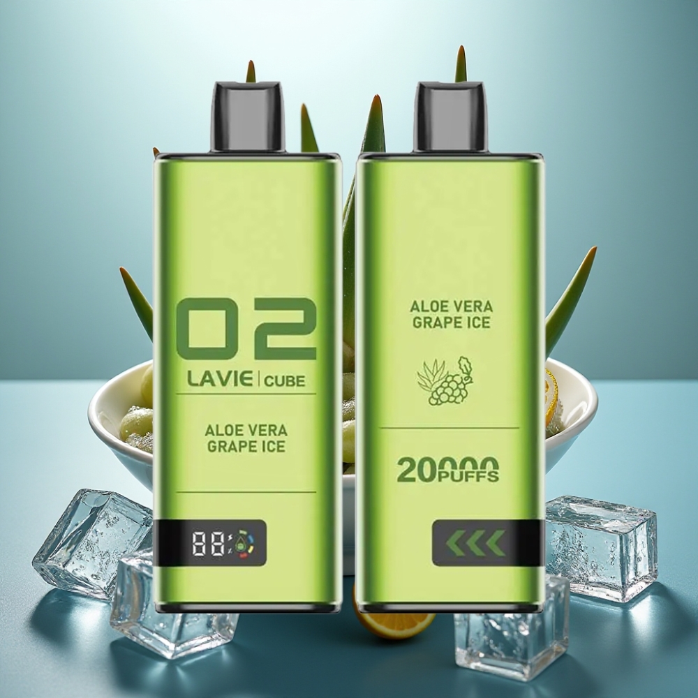 Lavie Cube 20000 Puffs Vape Descartável Sabor Aloe Vera Uva Gelo 28ML 5% Nic