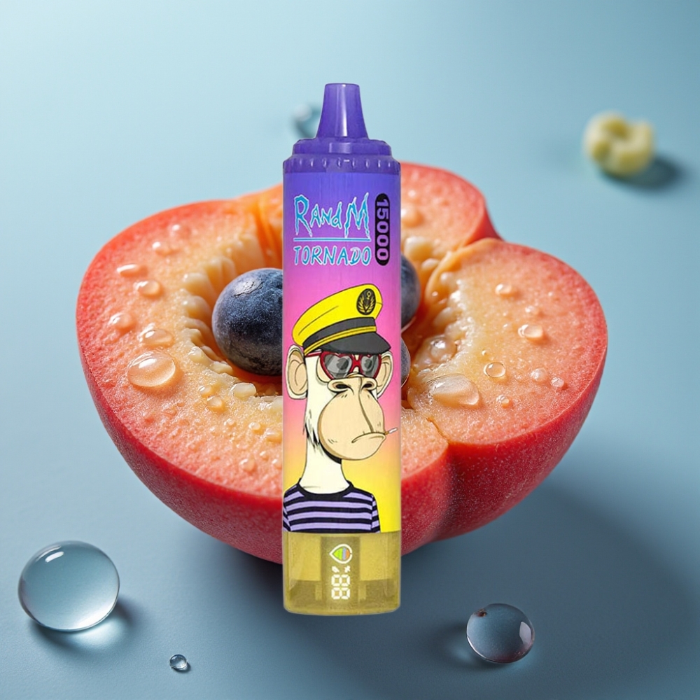 Fumot RandM Tornado 15000 Puffs 25ml Pêssego Blueberry Doce USB-C