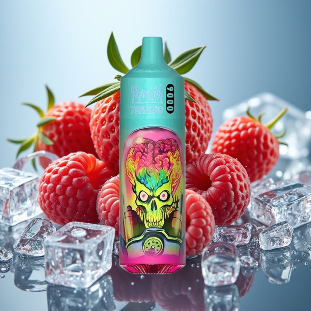 RandM Tornado 9000 Puffs Dispositivo Vaporizador Recarregável 850mAh Sabor Morango Framboesa Cereja Gelo